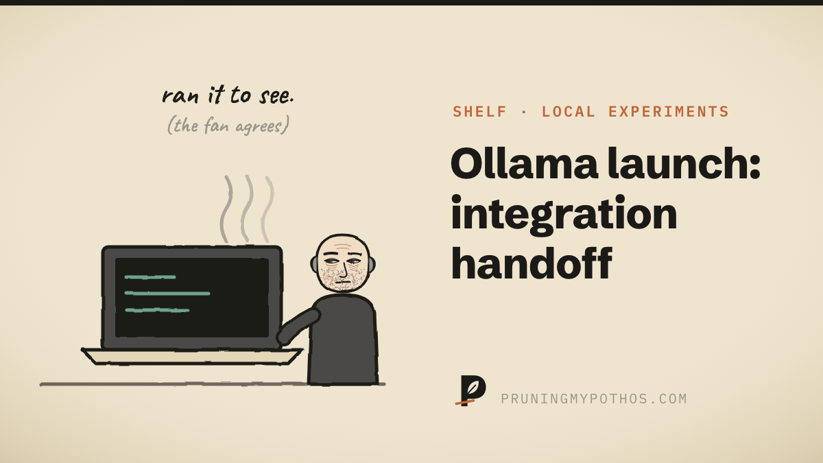 Cover illustration for Ollama launch: integration handoff